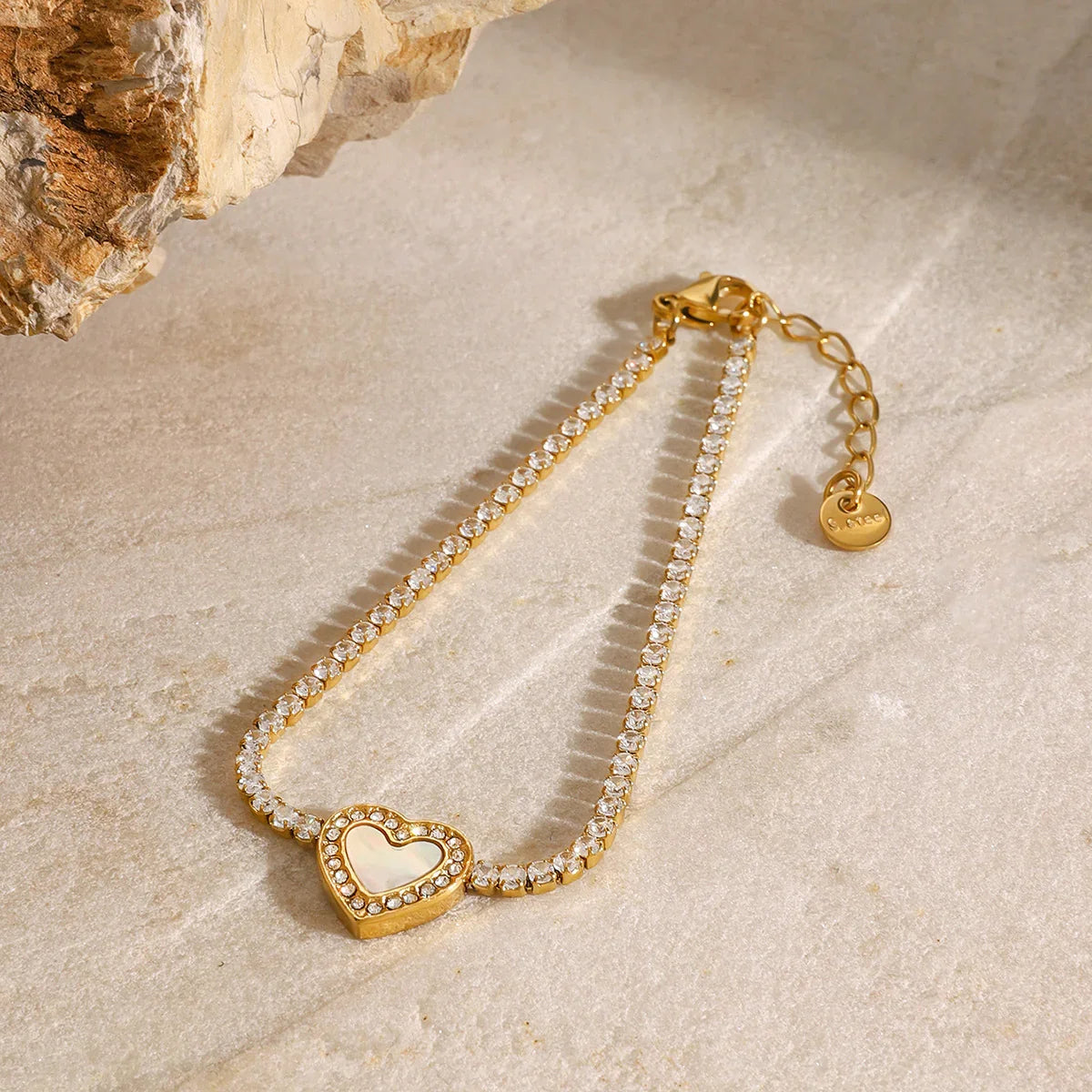 [ElanLuxe]Cameron Diamond Heart Tennis Bracelet