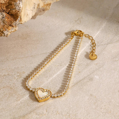 [ElanLuxe]Cameron Diamond Heart Tennis Bracelet