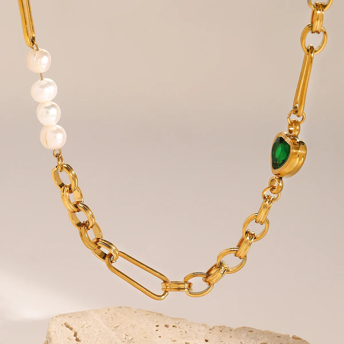 [ElanLuxe]Maddison Pearl Chain Gold Necklace
