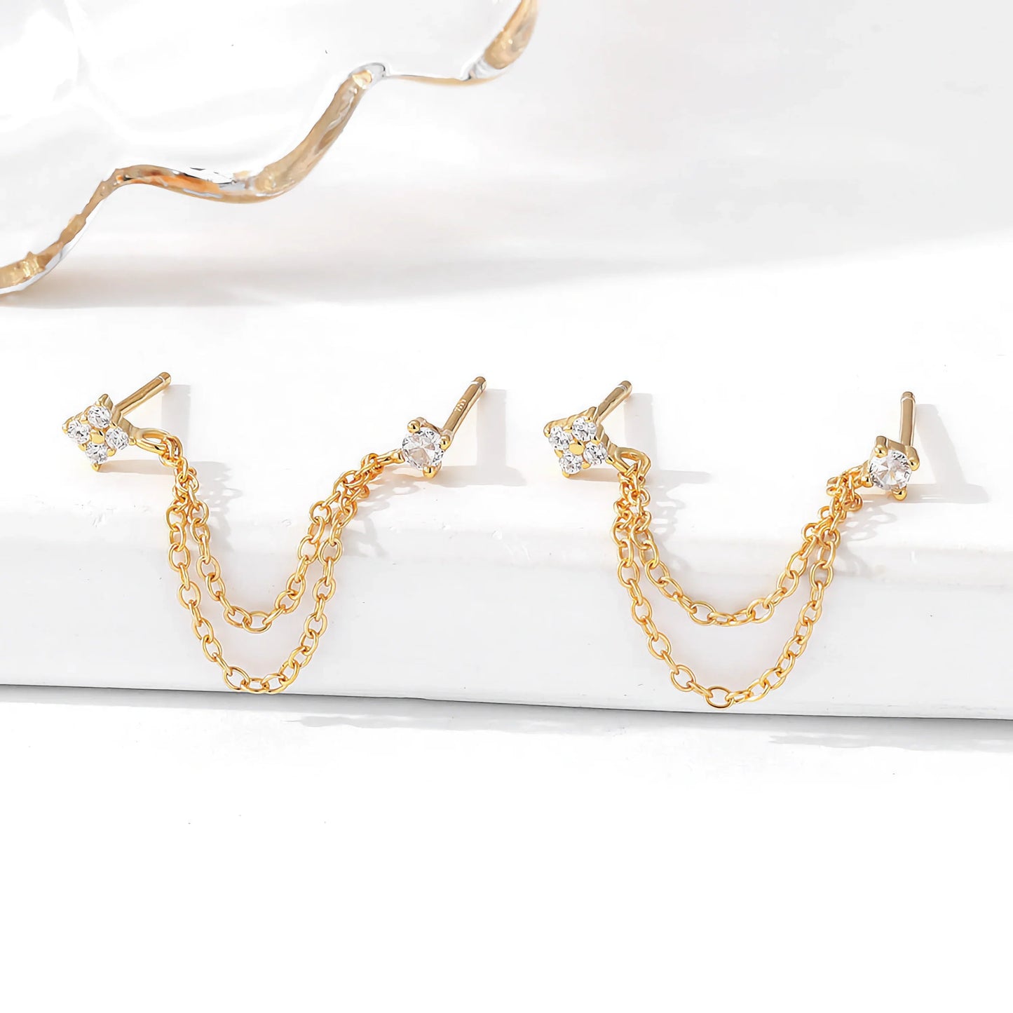 [ElanLuxe]Kendall Diamond Chain Stud