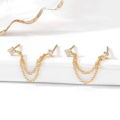 [ElanLuxe]Kendall Diamond Chain Stud