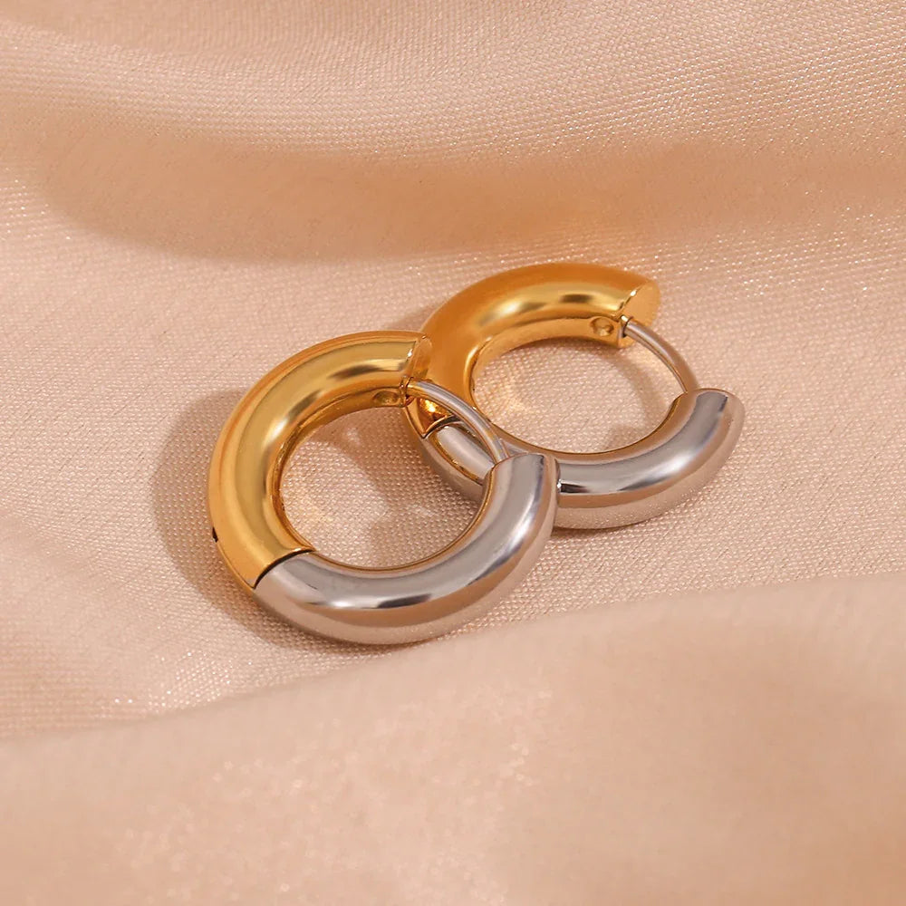 [ElanLuxe]Ingrid Two Tone Hoop Earring