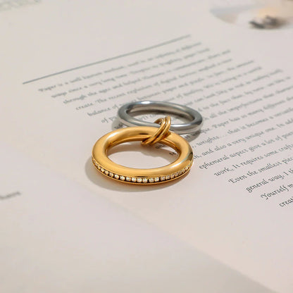 [ElanLuxe]Claire Two Tone Ring Stack