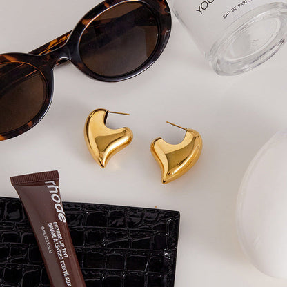 [ElanLuxe]Aimee Chunky Heart Gold Earrings