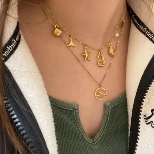 [ElanLuxe]Avaria Ocean Initial Necklace