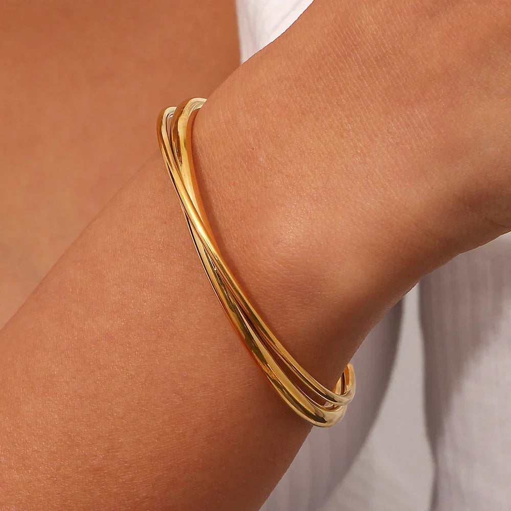 [ElanLuxe]Rianne Layered Gold Bangle