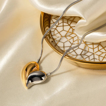 [ElanLuxe]Dorothea Two Tone Heart Necklace