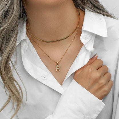 [ElanLuxe]Fiona Layered Gold Initial Letter Necklace