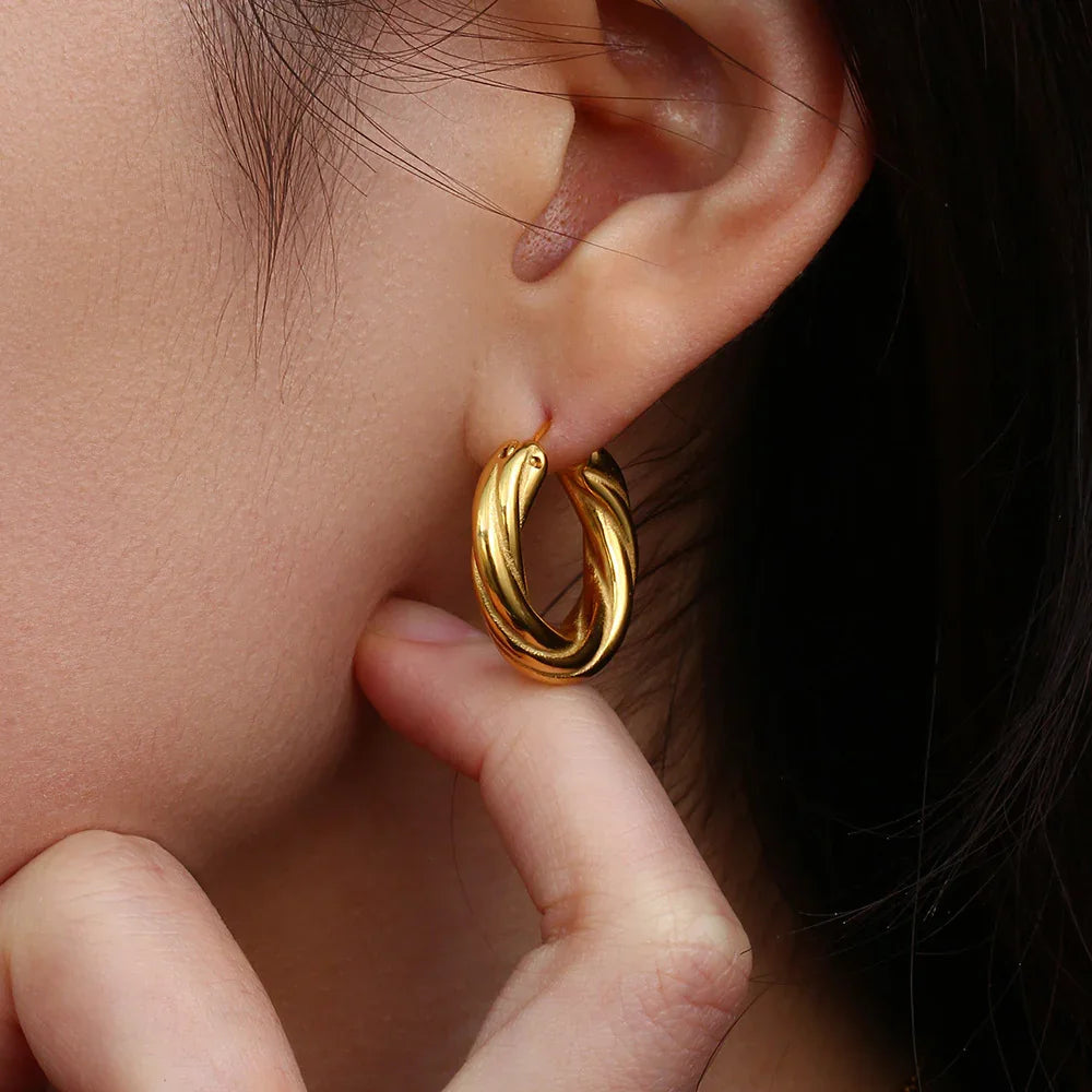 [ElanLuxe]Denisse Twisted Hoop Earrings