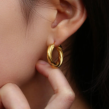 [ElanLuxe]Denisse Twisted Hoop Earrings