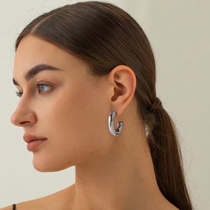 [ElanLuxe]Alera Silver Hoops