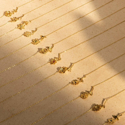 [ElanLuxe]Maribelle Birth Flower Gold Necklace