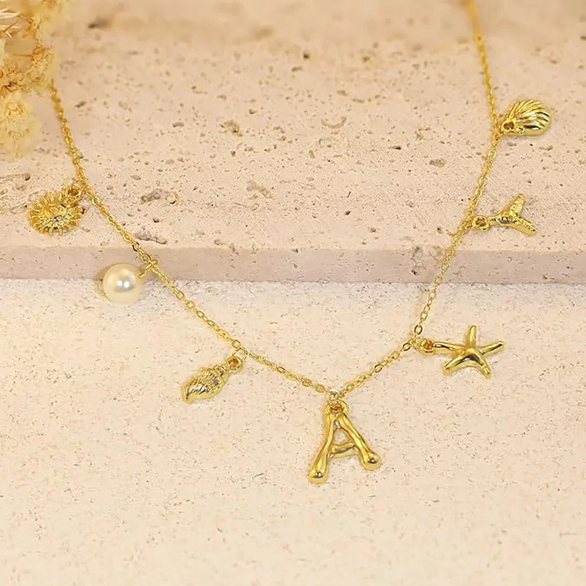 [ElanLuxe]Avaria Ocean Initial Necklace