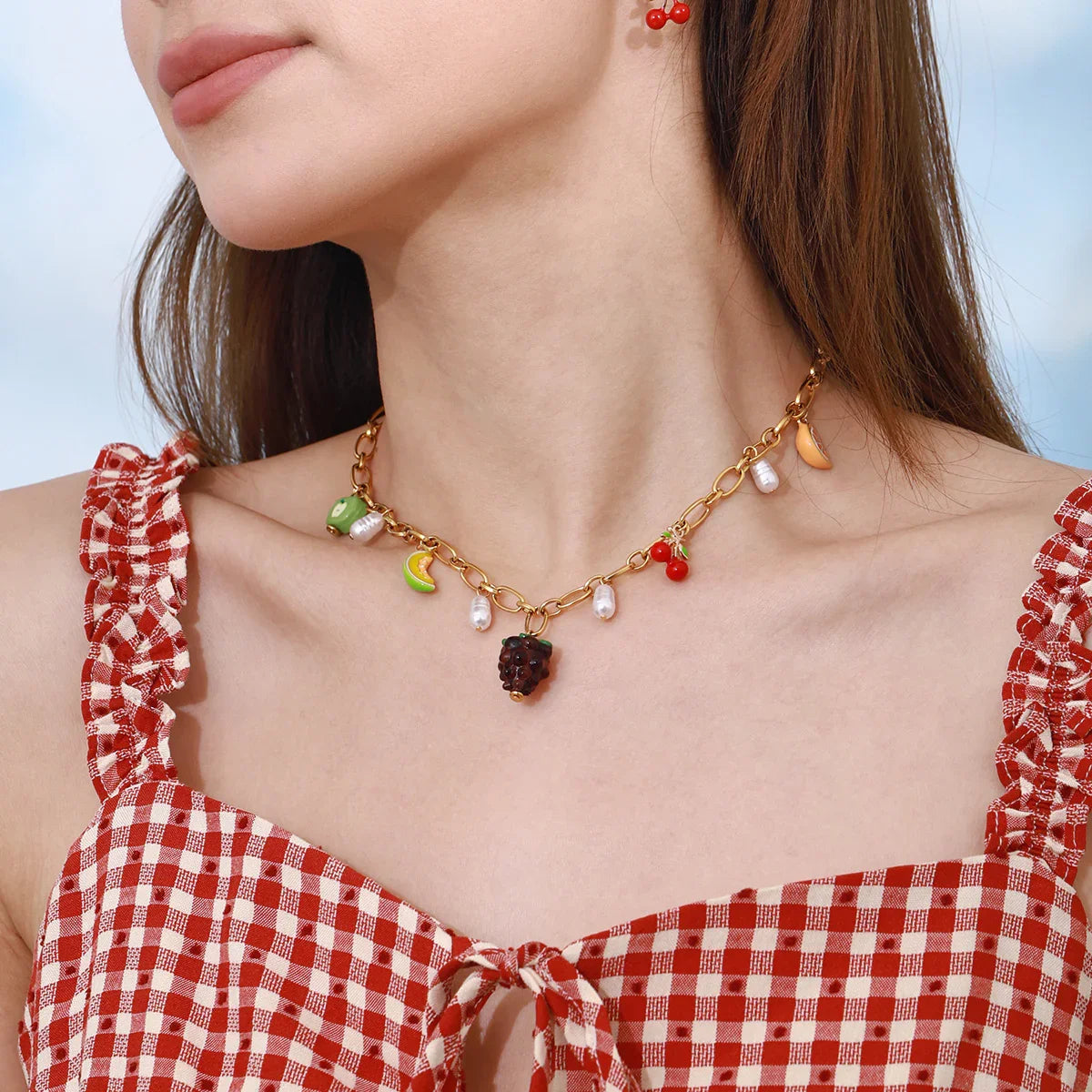 [ElanLuxe]Michelle Fruit Charm Gold Necklace