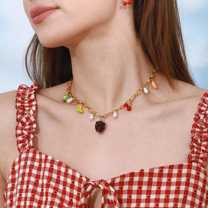 [ElanLuxe]Michelle Fruit Charm Gold Necklace