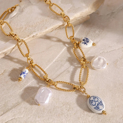 [ElanLuxe]Cerulean Freshwater Pearl Necklace