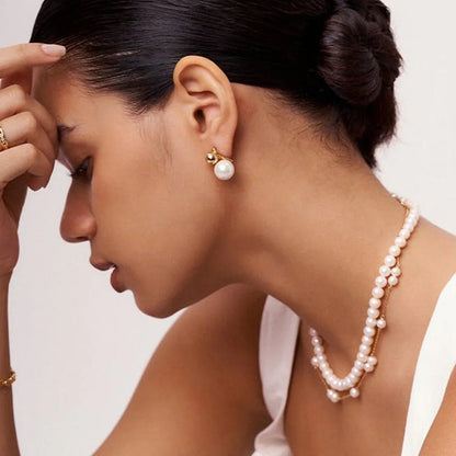[ElanLuxe]Nautica Dome Pearl Earrings