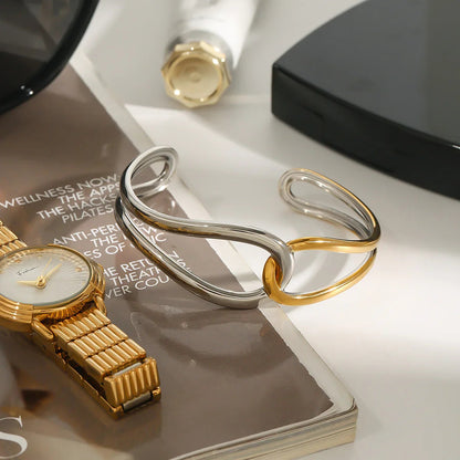 [ElanLuxe]Noria Two Tone Gold Bangle