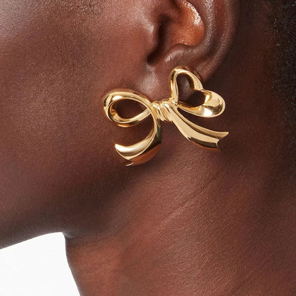 [ElanLuxe]Carissa Gold Bowtie Earrings