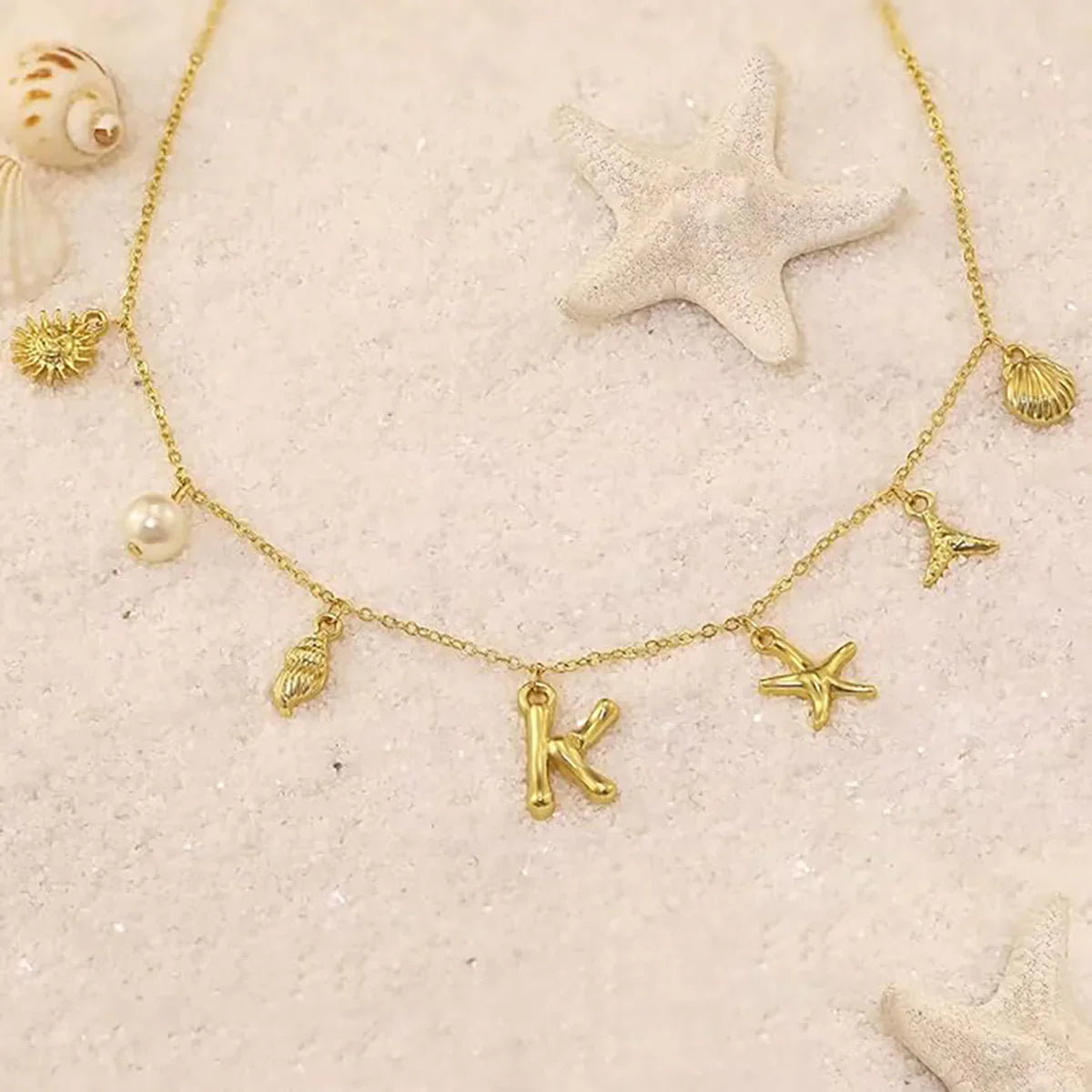 [ElanLuxe]Avaria Ocean Initial Necklace