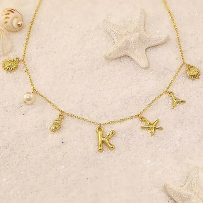 [ElanLuxe]Avaria Ocean Initial Necklace