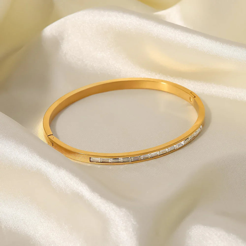 [ElanLuxe]Grace Gold Diamond Bangle