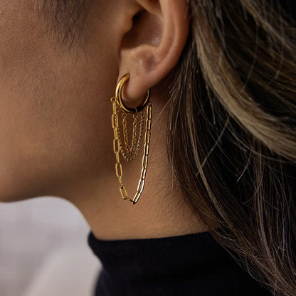 [ElanLuxe]Alaina Link Chain Hoops