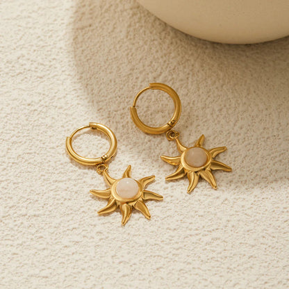 [ElanLuxe]Helia Sun-shaped Moonstone Earrings