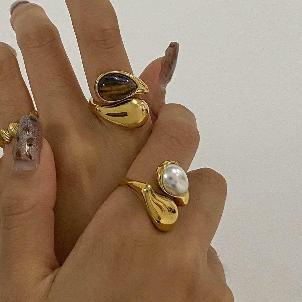 [ElanLuxe]Mara Amber Pearl Ring
