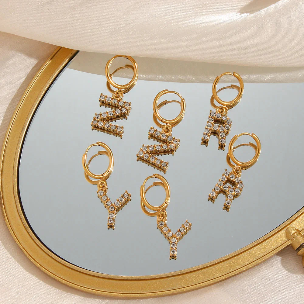 [ElanLuxe]Wilhemina Initial Letter Earrings