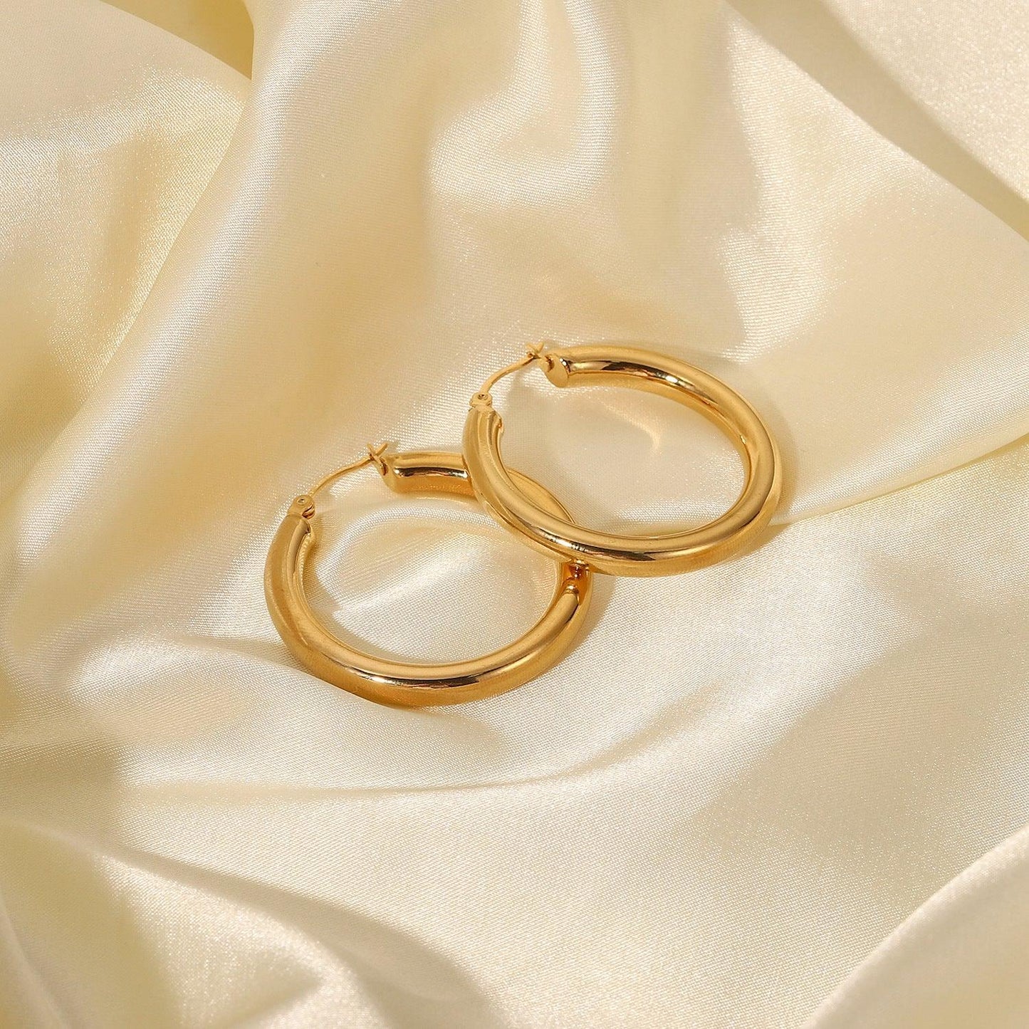 [ElanLuxe]Wide Hoop Earrings