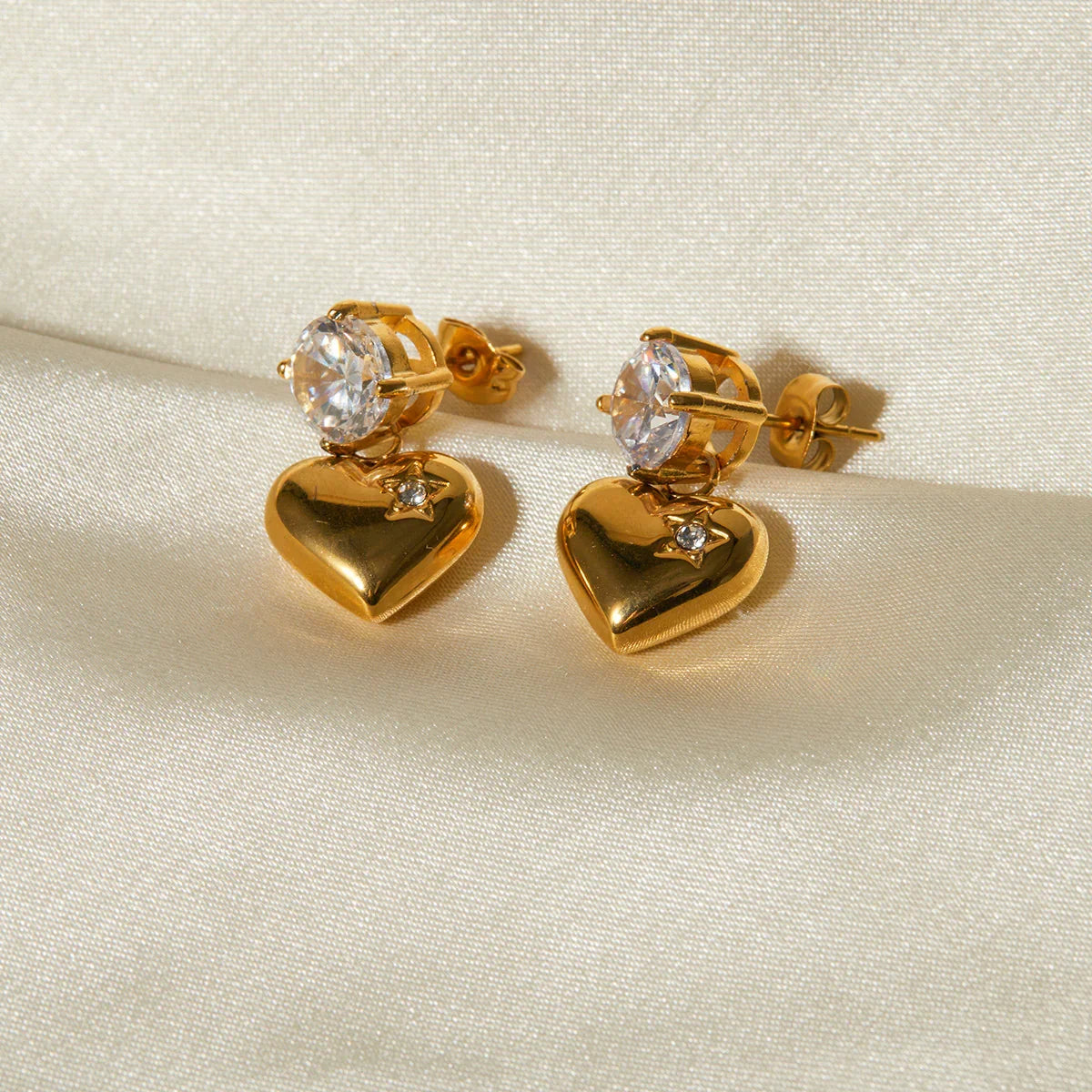 [ElanLuxe]Emmeline Heart Gold Earrings