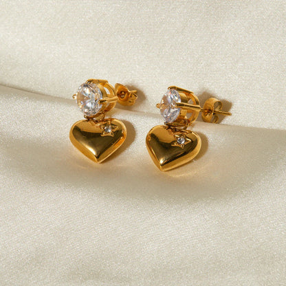 [ElanLuxe]Emmeline Heart Gold Earrings