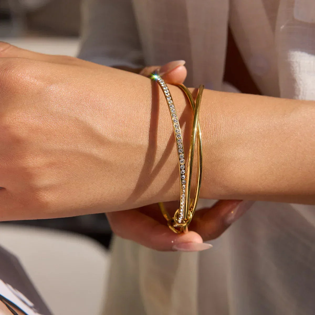 [ElanLuxe]Quinley Stacked Diamond Bracelet