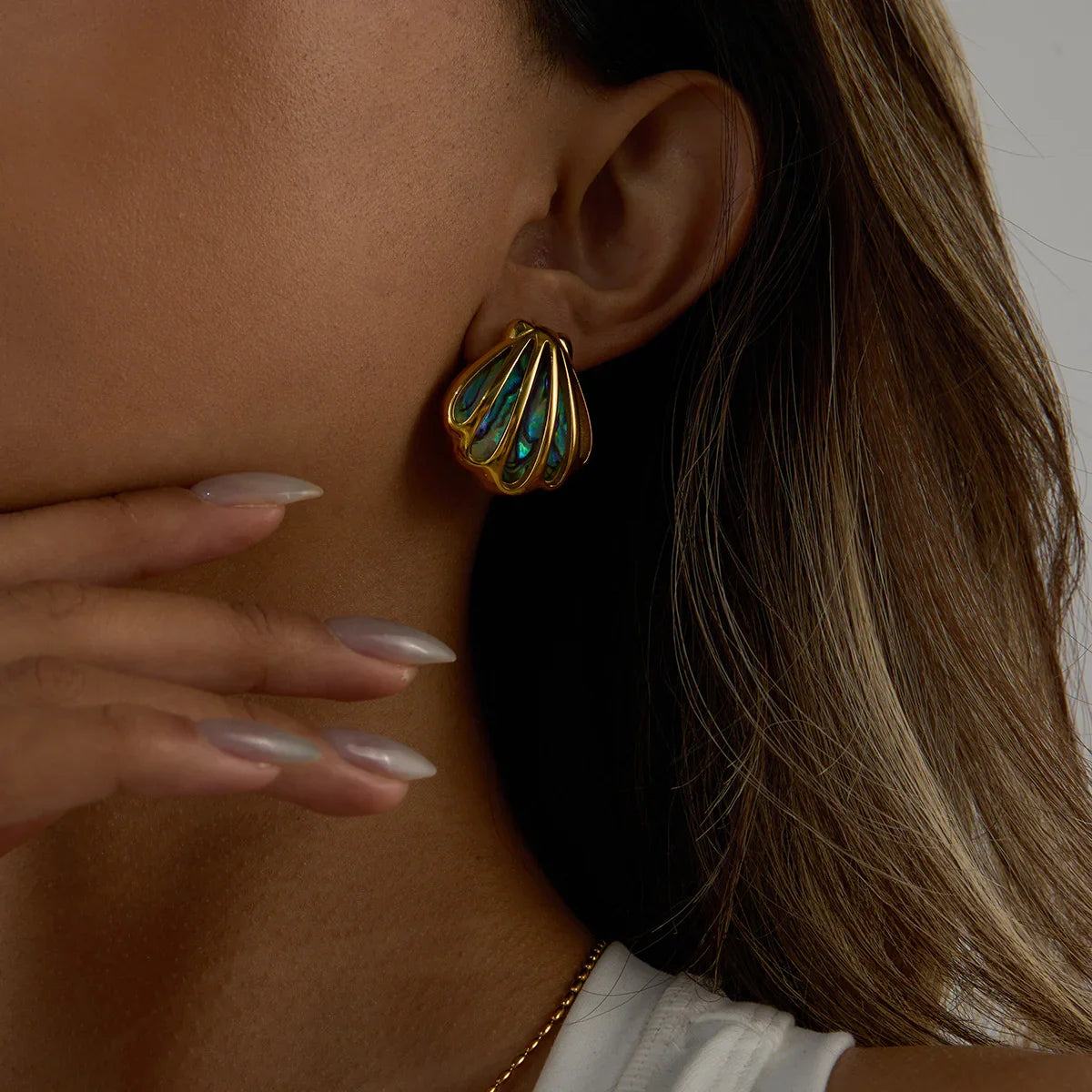 [ElanLuxe]Nixie Gold Seashell Earrings