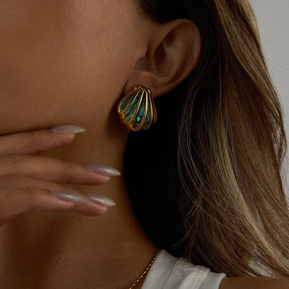 [ElanLuxe]Nixie Gold Seashell Earrings