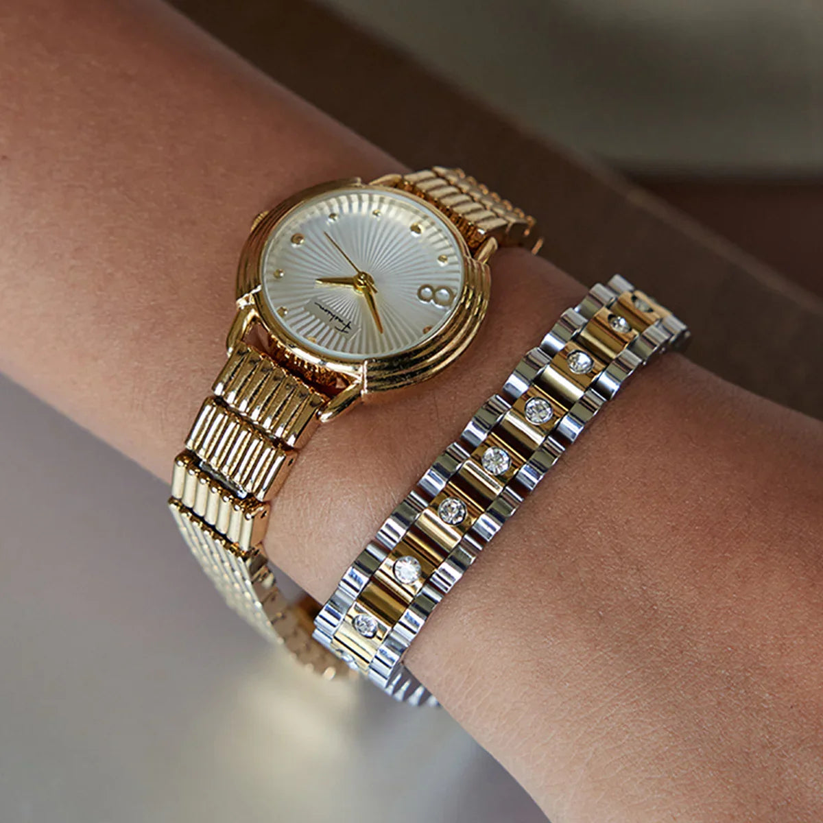 [ElanLuxe]Gold Watchband Bracelet