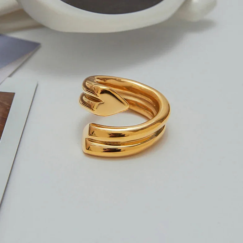 [ElanLuxe]Tara Heart Twist Gold Ring