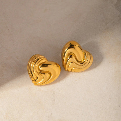 [ElanLuxe]Milena Heart Gold Earrings
