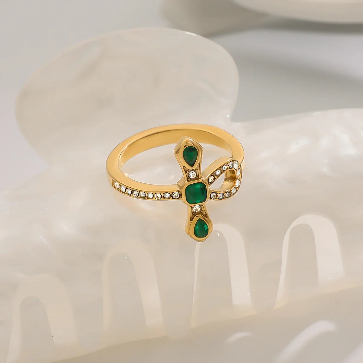 [ElanLuxe]Joy Diamond Knot Gold Ring