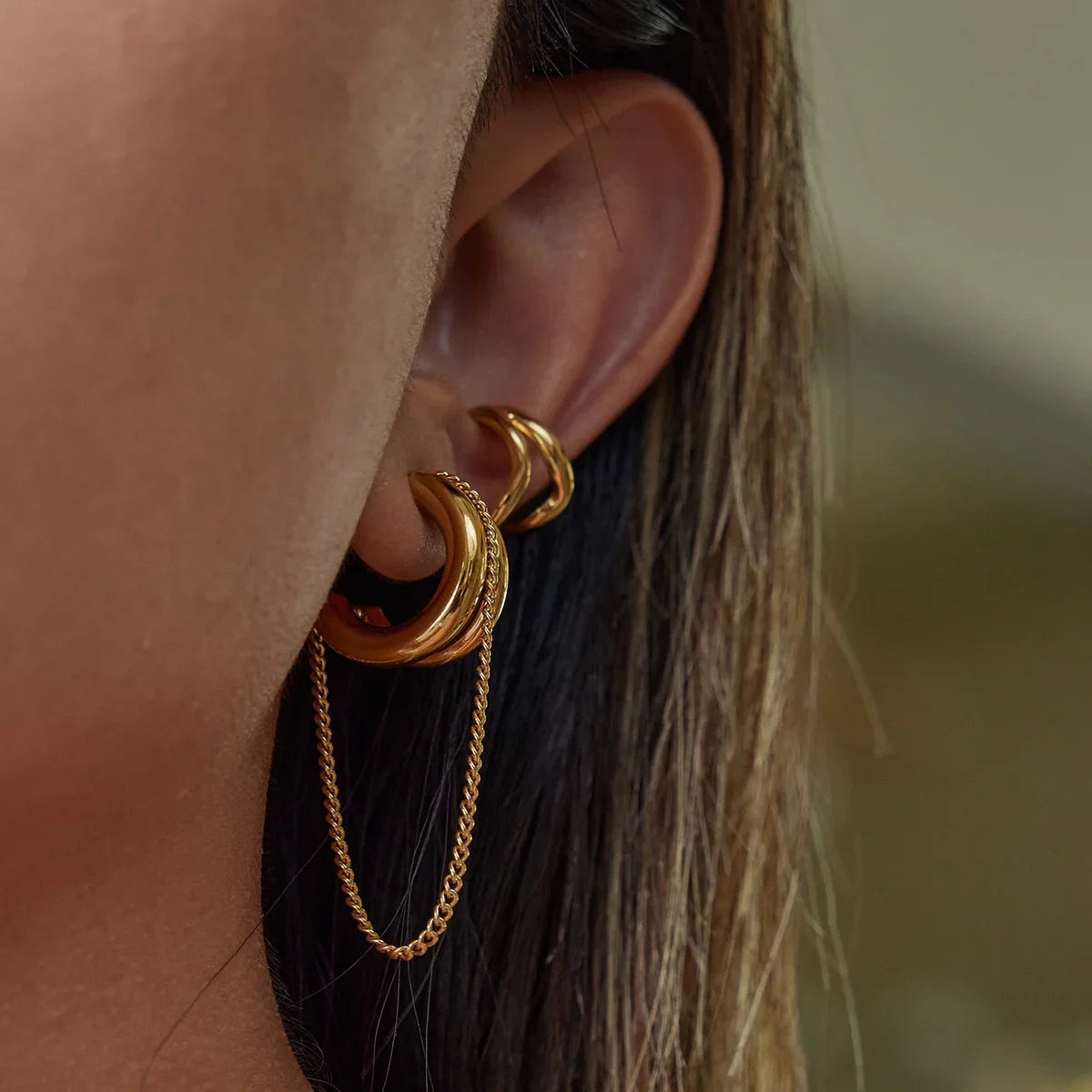 [ElanLuxe]Galilea Link Chain Hoops
