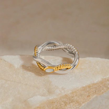 [ElanLuxe]Nerisse Two-Tone Twist Ring