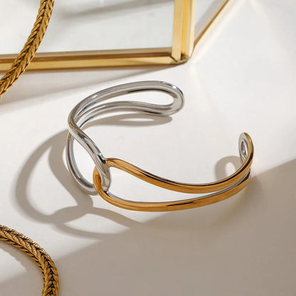 [ElanLuxe]Noria Two Tone Gold Bangle