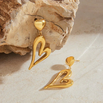 [ElanLuxe]Venus Gold Heart Earrings