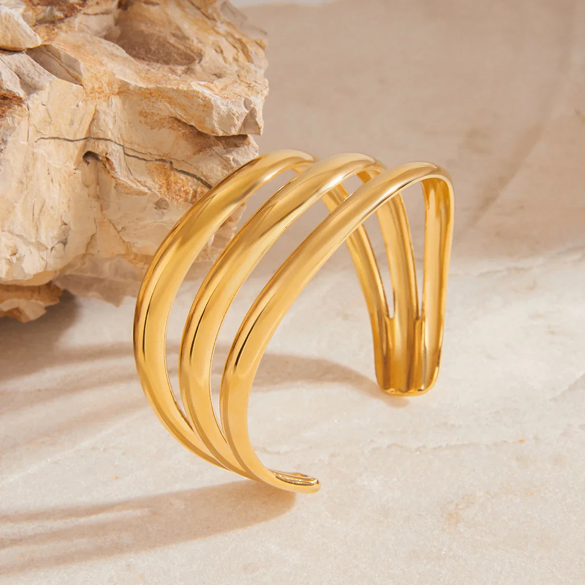 [ElanLuxe]Meredith Triple Layer Gold Bangle