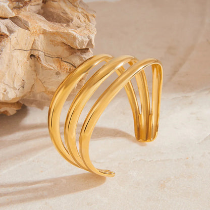 [ElanLuxe]Meredith Triple Layer Gold Bangle