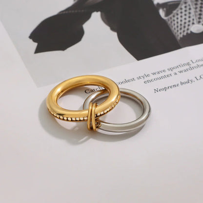 [ElanLuxe]Claire Two Tone Ring Stack
