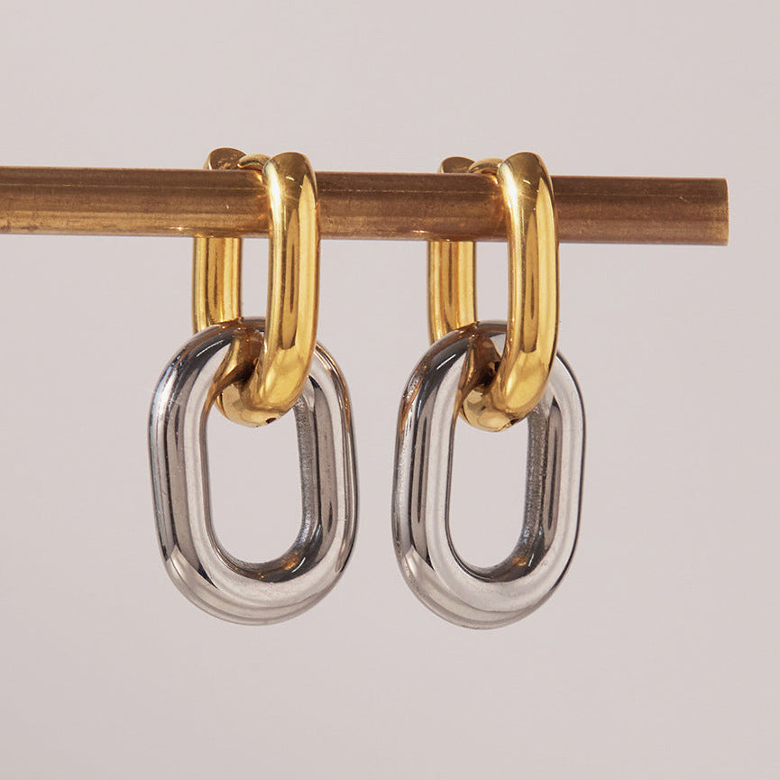 [ElanLuxe]Pippa Two Tone Double Hoops
