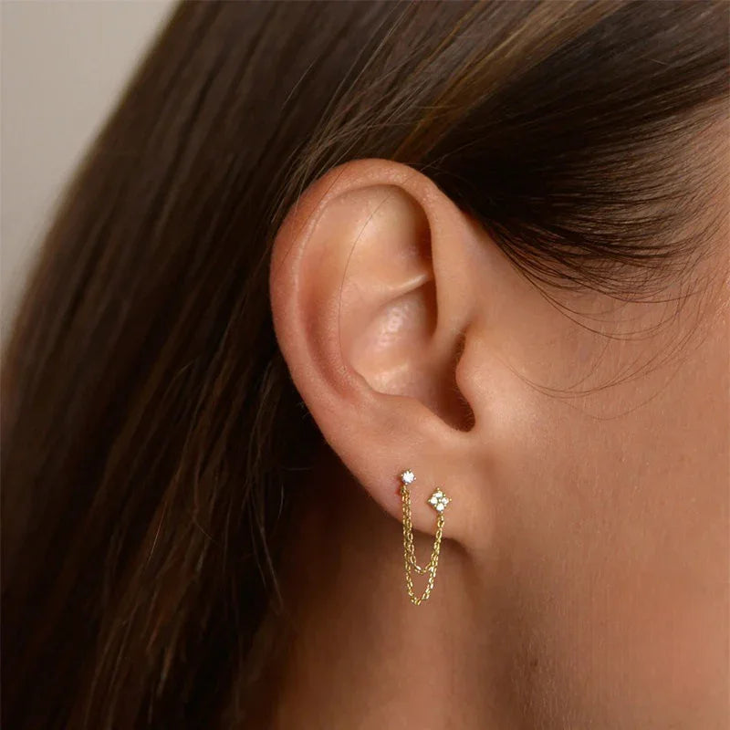 [ElanLuxe]Kendall Diamond Chain Stud