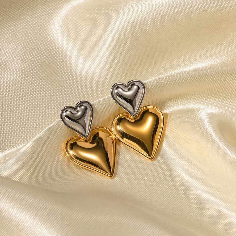 [ElanLuxe]Zofia Two Tone Heart Earrings